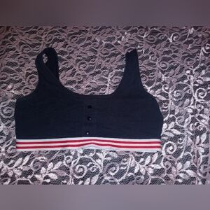 Joe Fresh Black Bralette with Red and White Stripes